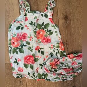 Angel Dear Floral Dress with Bloomers - Green and Pink
